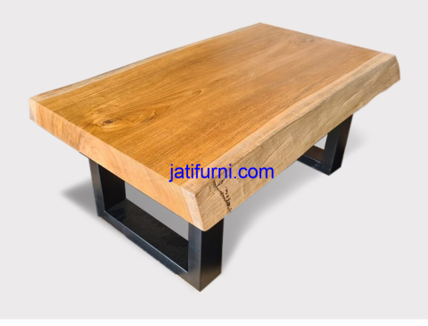 Meja Kopi Kayu Jati Kaki Besi