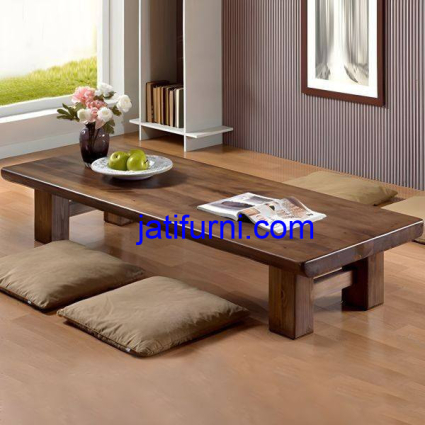 Meja Kopi Kayu Jati Natural